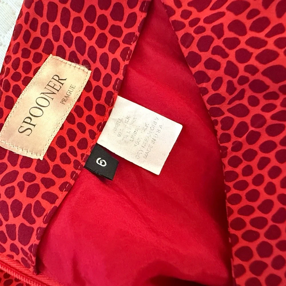Y2K Vintage SPOONER Prague Red Silk Animal Print Realisation Par Skirt Sz 6/M - Picture 9 of 10